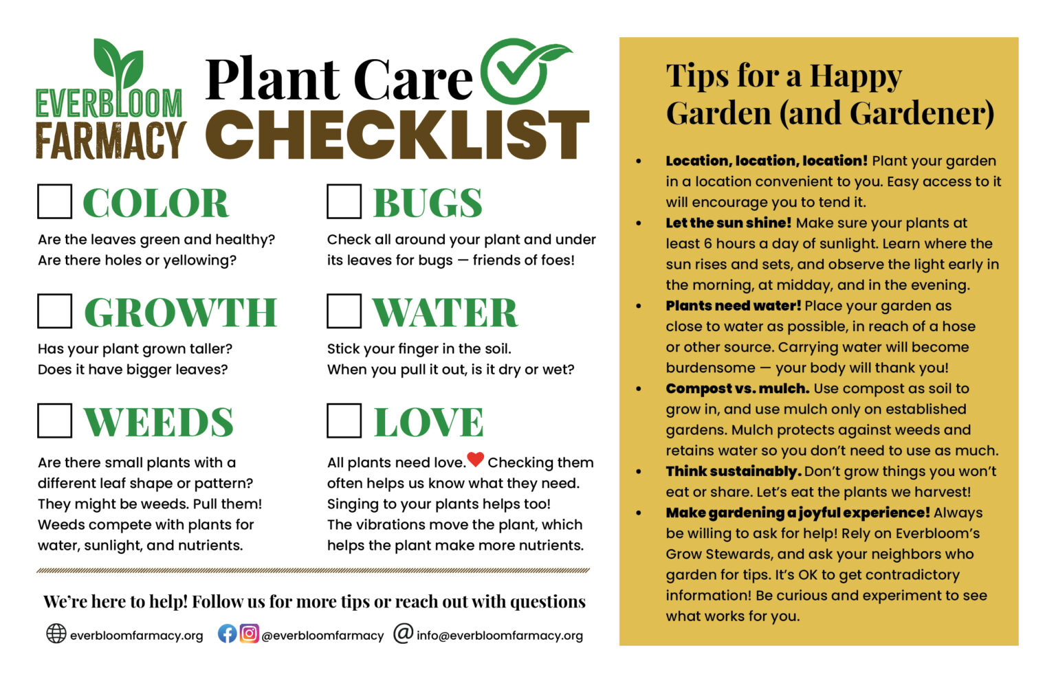 Plant Care Checklist
